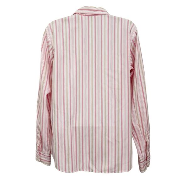 Liz Claiborne Pink Striped Button Down Top - Picture 2 of 7